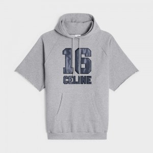 Celine 16 Hoodie In Katoenen Fleece Jurk Grijs Donkerblauw | CL-592880