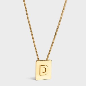 Celine Alphabet D In Brass With Gold Finish Kettingen Goud | CL-592267