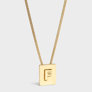 Celine Alphabet F In Brass With Gold Finish Kettingen Goud | CL-592269