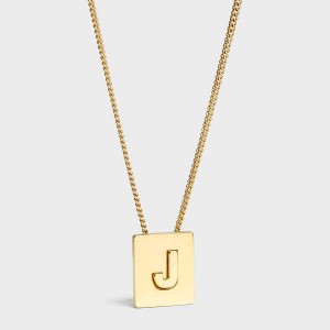 Celine Alphabet J In Brass With Gold Finish Kettingen Goud | CL-592273