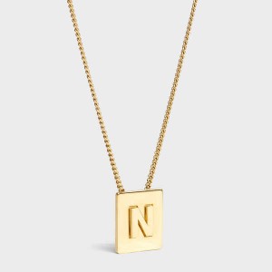 Celine Alphabet N In Brass With Gold Finish Kettingen Goud | CL-592277