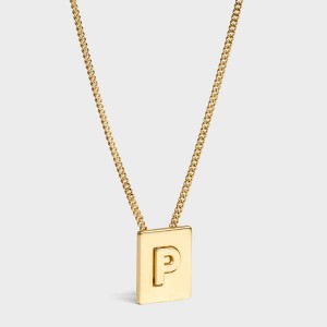 Celine Alphabet P In Brass With Gold Finish Kettingen Goud | CL-592279