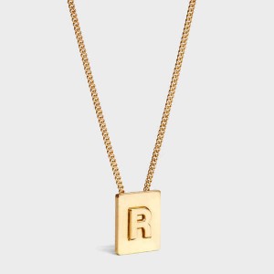 Celine Alphabet R In Brass With Gold Finish Kettingen Goud | CL-592281