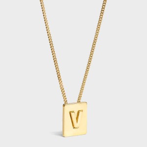 Celine Alphabet V In Brass With Gold Finish Kettingen Goud | CL-592285