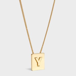 Celine Alphabet Y In Brass With Gold Finish Kettingen Goud | CL-592288