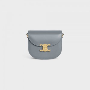 Celine Besace Clea In Shiny Calfskin Triomphe Blauw Grijs | CL-593220