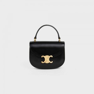 Celine Besace Triomphe In Shiny Calfskin Mini Tassen Zwart | CL-593029