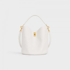 Celine Bucket Bag In Supple Grained Calfskin 16 Wit | CL-593258