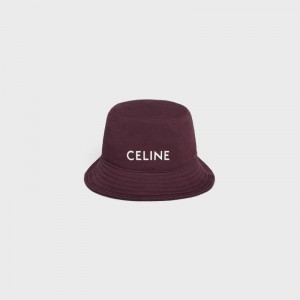 Celine Bucket In Katoenen Fleece Hoed Bordeaux | CL-591707