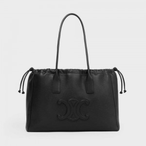 Celine Cabas Drawstring In Grained Calfskin Cuir Triomphe Zwart | CL-593152