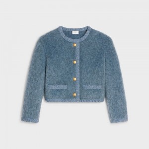 Celine Cardigan In Brushed Mohair Gebreide Kleding Blauw | CL-592697