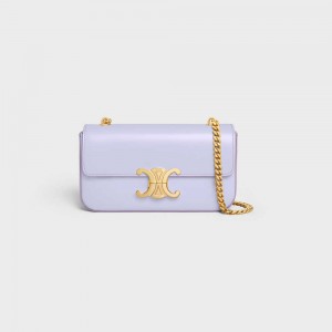 Celine Chain Shoulder Bag In Shiny Calfskin Triomphe Lichtlavendel | CL-593232