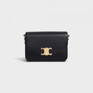 Celine Classique Bag In Shiny Calfskin Triomphe Zwart | CL-593183