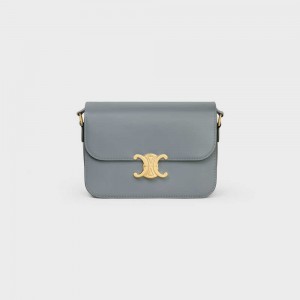 Celine Classique Bag In Shiny Calfskin Triomphe Blauw Grijs | CL-593187