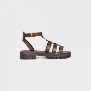 Celine Clea Triomphe Gladiator Chunky In Calfskin - Vegetal Tanning Sandalen Donkerbruin | CL-592572