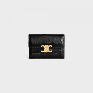 Celine Clutch Soir Triomphe In Niloticus Crocodile Mini Tassen Zwart | CL-593020