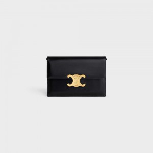 Celine Clutch Soir Triomphe In Shiny Calfskin Mini Tassen Zwart | CL-593019