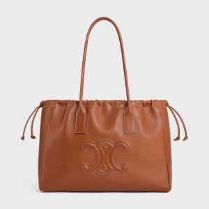 Celine Drawstring Cuir Triomphe In Smooth Calfskin Cabas Bruin | CL-593088