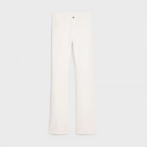 Celine Dylan Flared Jeans In Optic Wash Denim Broek Wit Lichtturkoois | CL-592047