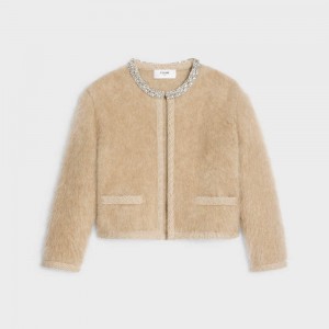 Celine Embroidered Cardigan In Brushed Mohair Gebreide Kleding Bruin | CL-592698