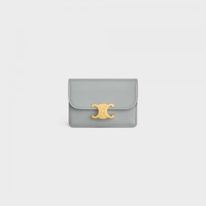 Celine Flap Triomphe Shiny Calfskin Pasjeshouder Blauw | CL-592947