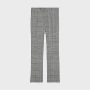 Celine Flared In Checked Wol Broek Grijs | CL-592016