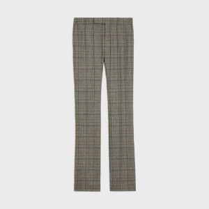 Celine Flared In Prince Of Wales Flannel Broek Strepen | CL-592015