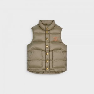 Celine Gewatteerd Vest In Lichtgewicht Nylon Jassen Khaki | CL-592683