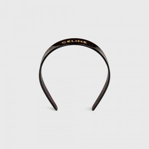 Celine Headband In Dark Havana Acetate And Brass With Gold Finish Haaraccessoires Goud | CL-592336