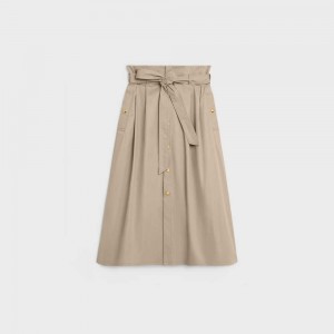 Celine High-waisted In Lichtgewicht Gabardine Rokken Beige | CL-592879