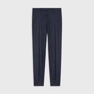 Celine Klassieke Gestreept Flannel Broek Donkerblauw | CL-592026