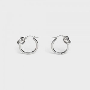 Celine Knot Small Hoops In Brass With Rhodium Finish Oorbellen Zilver | CL-592312