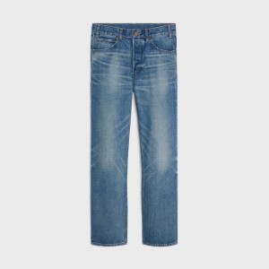 Celine Kurt Jeans In Union Wash Denim Broek Lichtturkoois | CL-592050