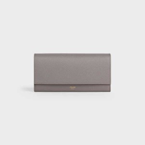 Celine Large Flap In Grained Calfskin Portefeuille Grijs | CL-592995