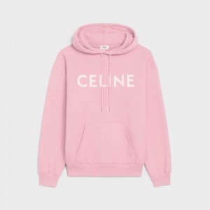 Celine Loose Hoodie In Katoenen Fleece Sweatshirts Roze Wit | CL-592806