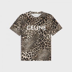 Celine Loose In Katoenen Jersey T-shirt Leopard | CL-592135