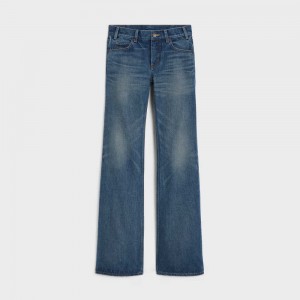 Celine Low Flare Jeans In Dark Union Wash Denim Broek Donkerlichtturkoois | CL-592723