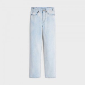 Celine Margaret Jeans In Sun-faded Wash Denim Broek Oranje Lichtturkoois | CL-592716