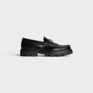 Celine Margaret With Triomphe Chain In Polished Bull Loafers Zwart | CL-592524