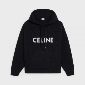 Celine Met Capuchon In Geribbeld Wol Sweatshirts Zwart | CL-592109