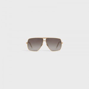 Celine Metal Frame 25 In Metal With Polarized Lenses Zonnebril Goud Bruin | CL-591754