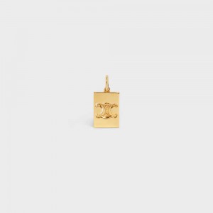 Celine Separables Triomphe Interlocked Pendant In Brass With Gold Finish Kettingen Goud | CL-592261