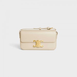 Celine Shoulder Bag In Shiny Calfskin Triomphe Beige | CL-593243