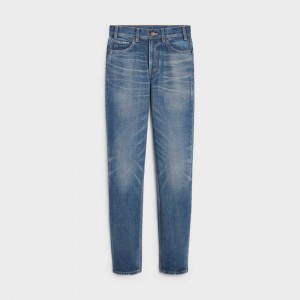 Celine Slim Jeans In Dark Union Wash Denim Broek Donkerlichtturkoois | CL-592726