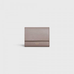 Celine Small Trifold In Grained Calfskin Portefeuille Grijs | CL-593004