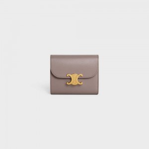 Celine Small Triomphe In Shiny Calfskin Portefeuille Grijs | CL-592970