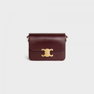 Celine Teen Bag In Lizard Triomphe Donkerbordeaux | CL-593214