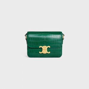 Celine Teen Bag In Niloticus Crocodile Triomphe Groen | CL-593210