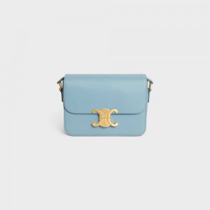 Celine Teen Bag In Shiny Calfskin Triomphe Blauw | CL-593201