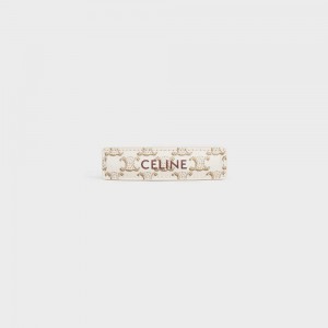 Celine Triomphe Canvas Hair Clip In Calfskin Haaraccessoires Goud Wit | CL-592335